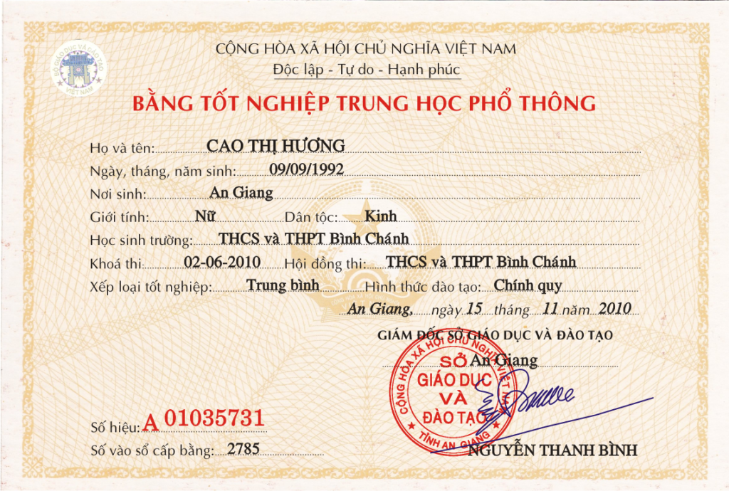 làm bằng cấp 3 tại hà nội